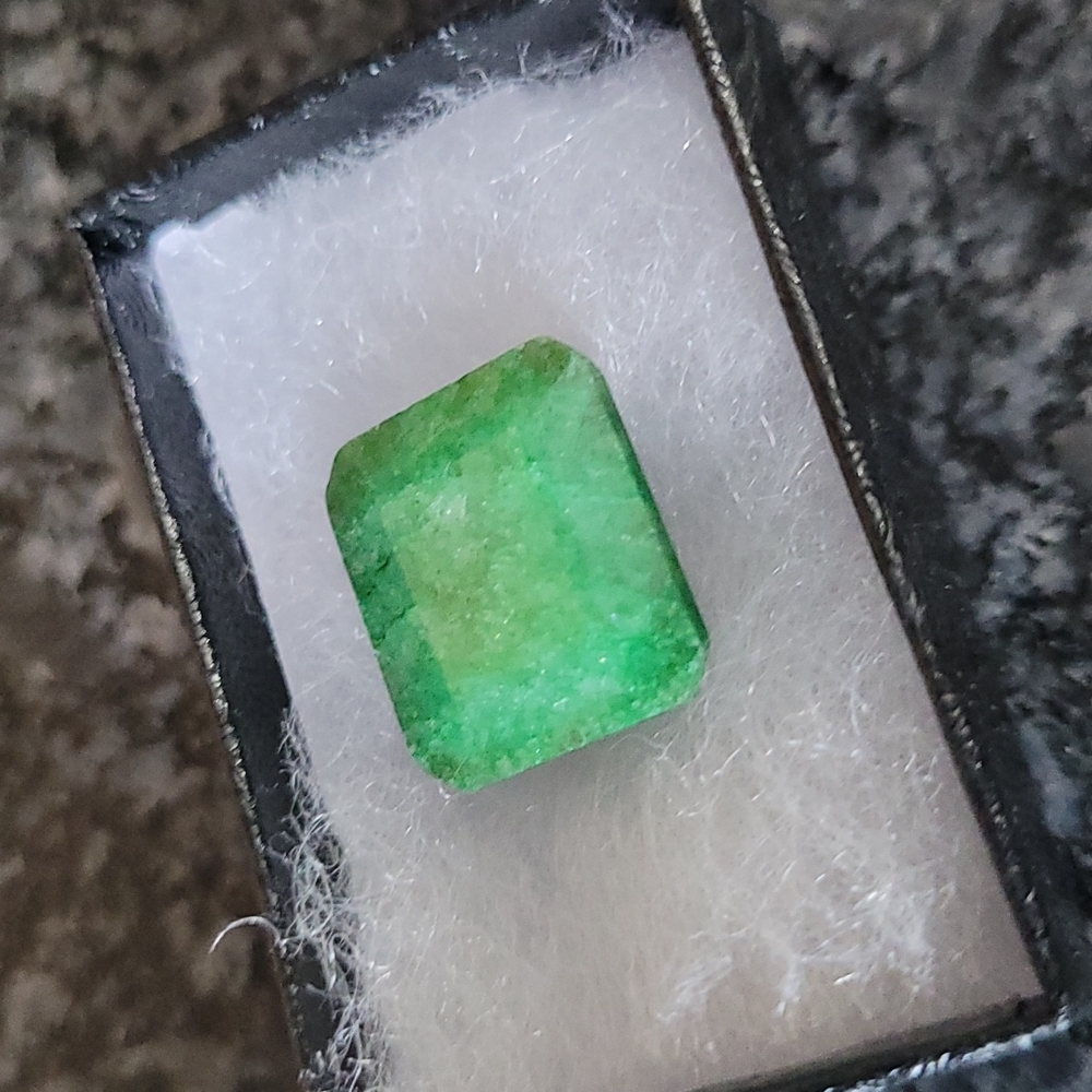 Naturally Treated Large Cushion Cut Emerald Gemstone